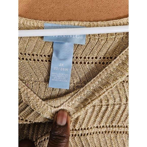 Liz And Me Gold Sweater Women Size 2X 22/44 - Picture 3 of 5